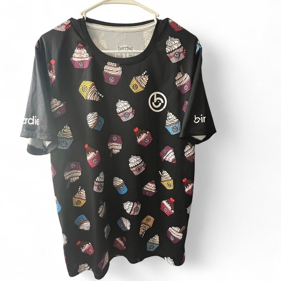 Birdies Black Tee with Colorful Cupcake Pattern - Picture 2 of 4